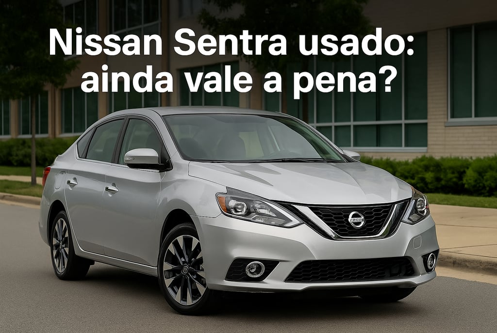 Nissan Sentra 2018 prata estacionado em rua urbana, visto de frente em ângulo três quartos