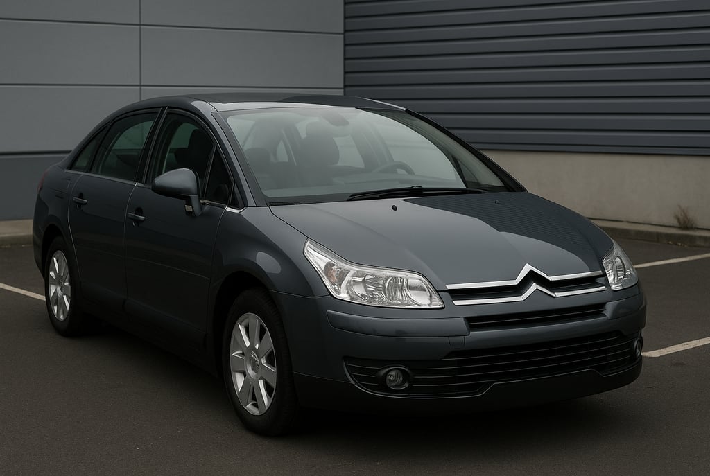 Citroën C4 Pallas usado cinza estacionado em área urbana, destaque para o design elegante.