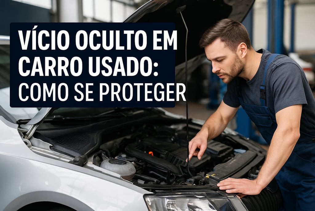 Mecânico inspecionando motor de carro usado em oficina para identificar possíveis vícios ocultos