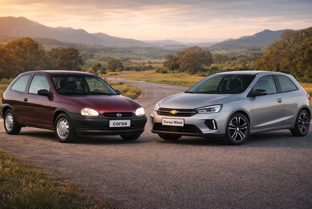 Chevrolet Corsa 1995 e Chevrolet Corsa 2026 frente a frente