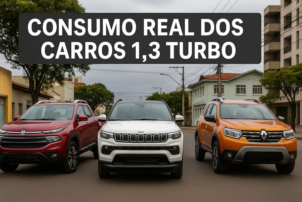 Fiat Toro, Jeep Compass e Renault Duster 1.3 turbo estacionados em rua urbana