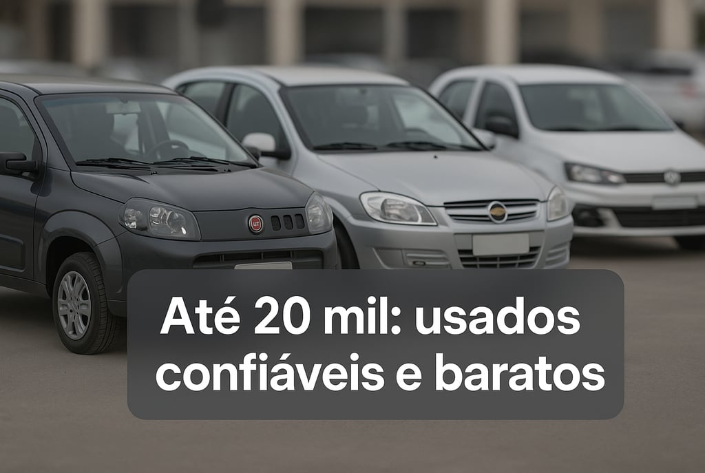 Carros usados até 20 mil – opções confiáveis e baratas em pátio de seminovos