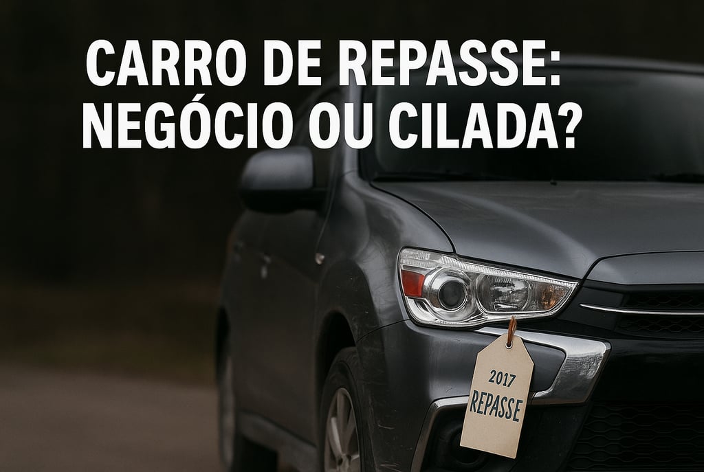 Carro ASX 2017 usado mal conservado com etiqueta de “repasse” e frase no topo destacando alerta na c
