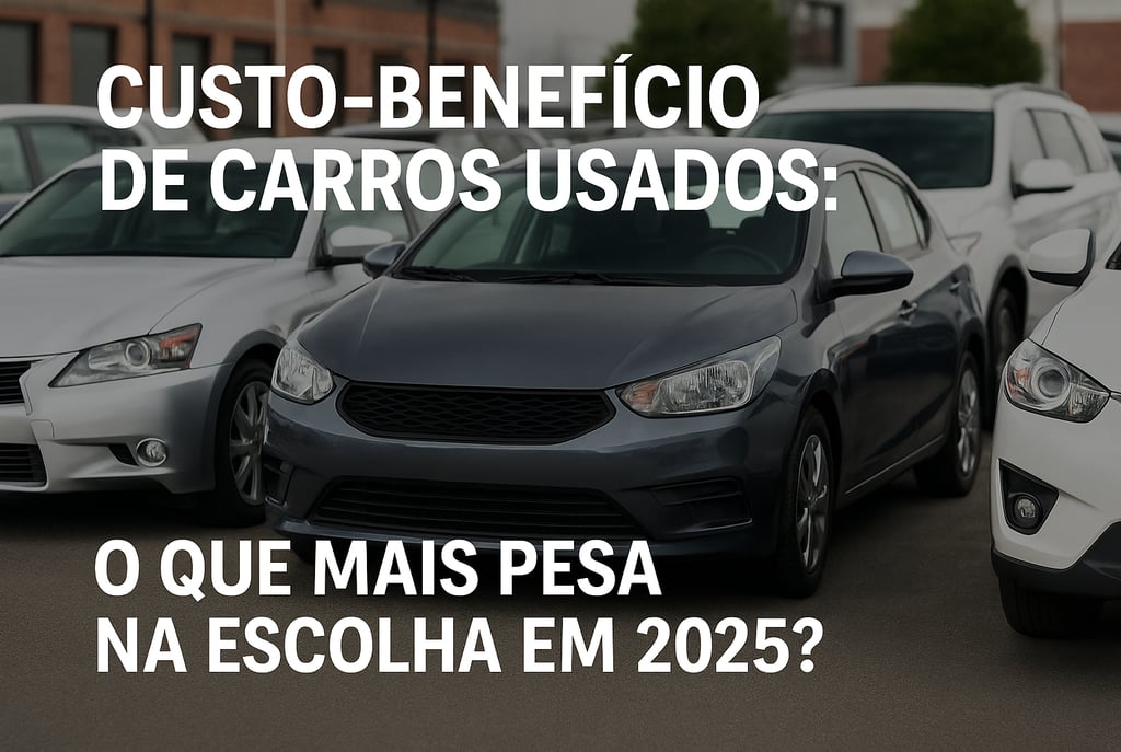 Imagem de capa com a frase 'Custo-benefício de carros usados: o que mais pesa na escolha em 2025?'.