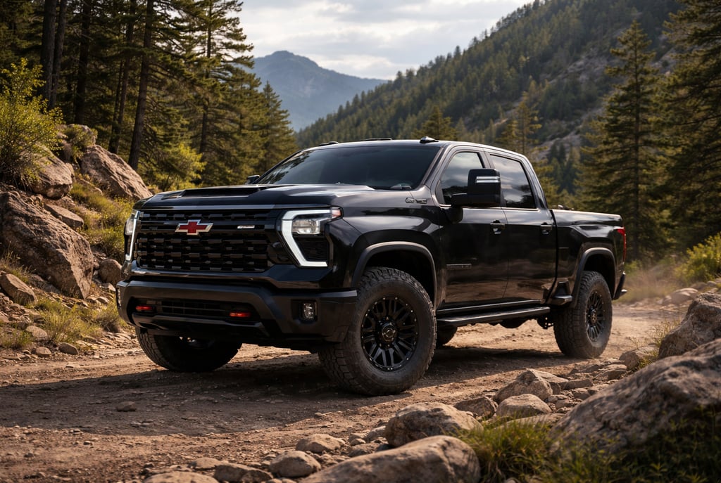 Pickup GM Silverado 2027 com iluminação adaptativa em curva durante teste off-road