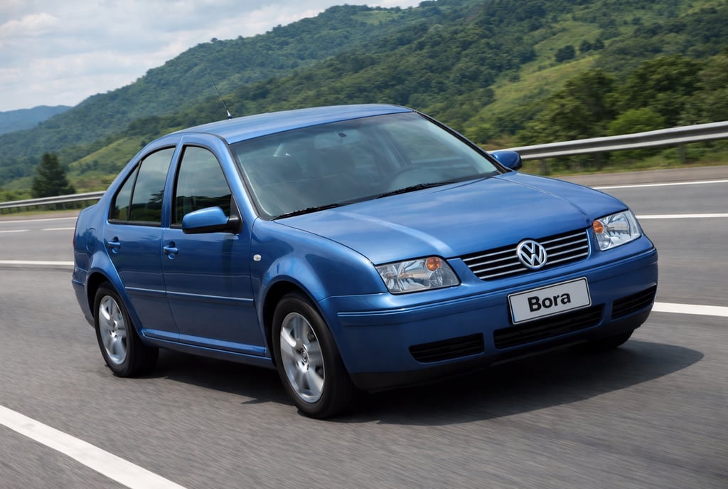 Volkswagen Bora 2006 em rodovia em movimento mostrando como seria seu valor hoje em 2026