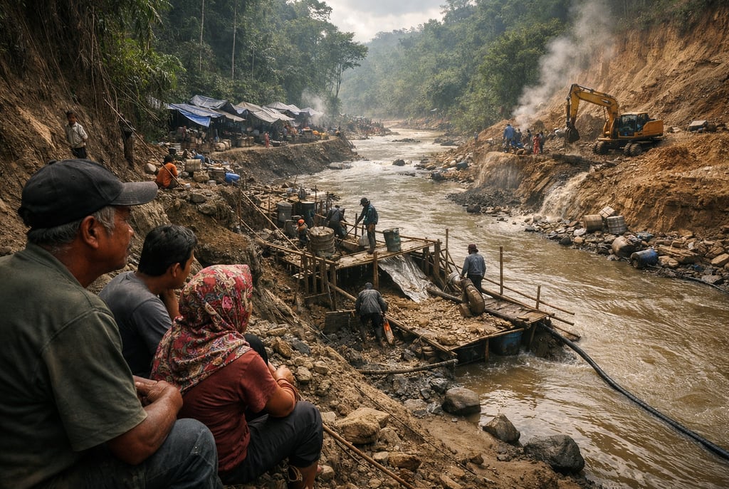 a group of people sitting on a hill side walk