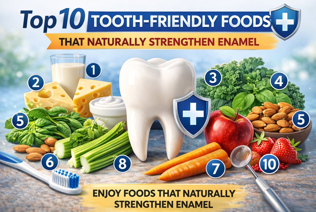 High-resolution dental blog featured image showing a healthy white tooth surrounded by enamel-streng