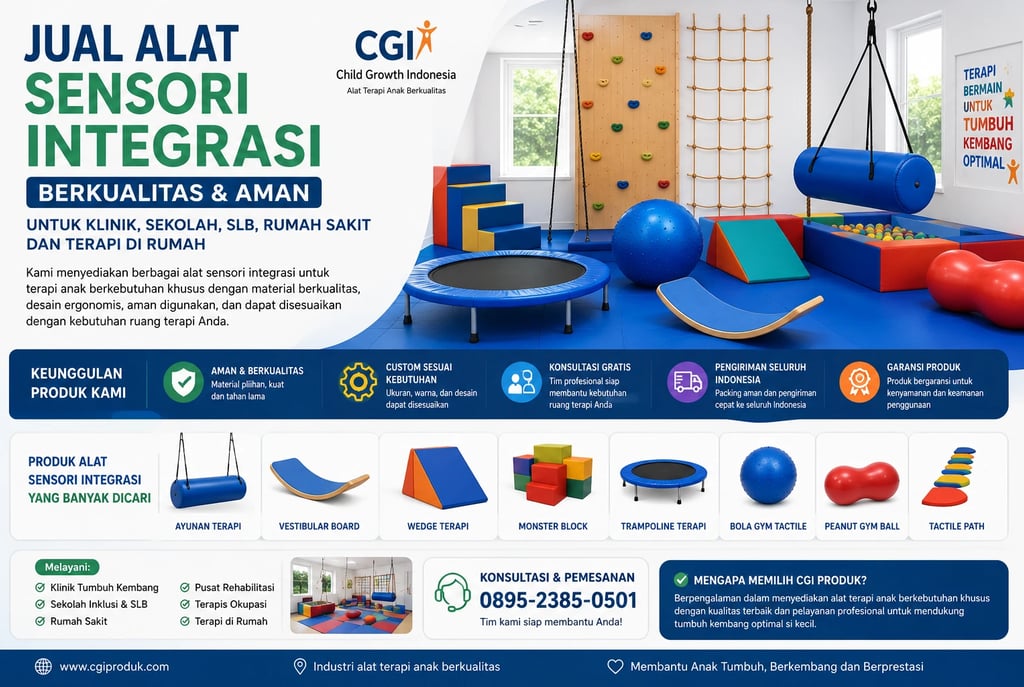 Jual alat sensori integrasi berkualitas untuk klinik tumbuh kembang, sekolah inklusi, rumah sakit, dan terapi anak di rumah