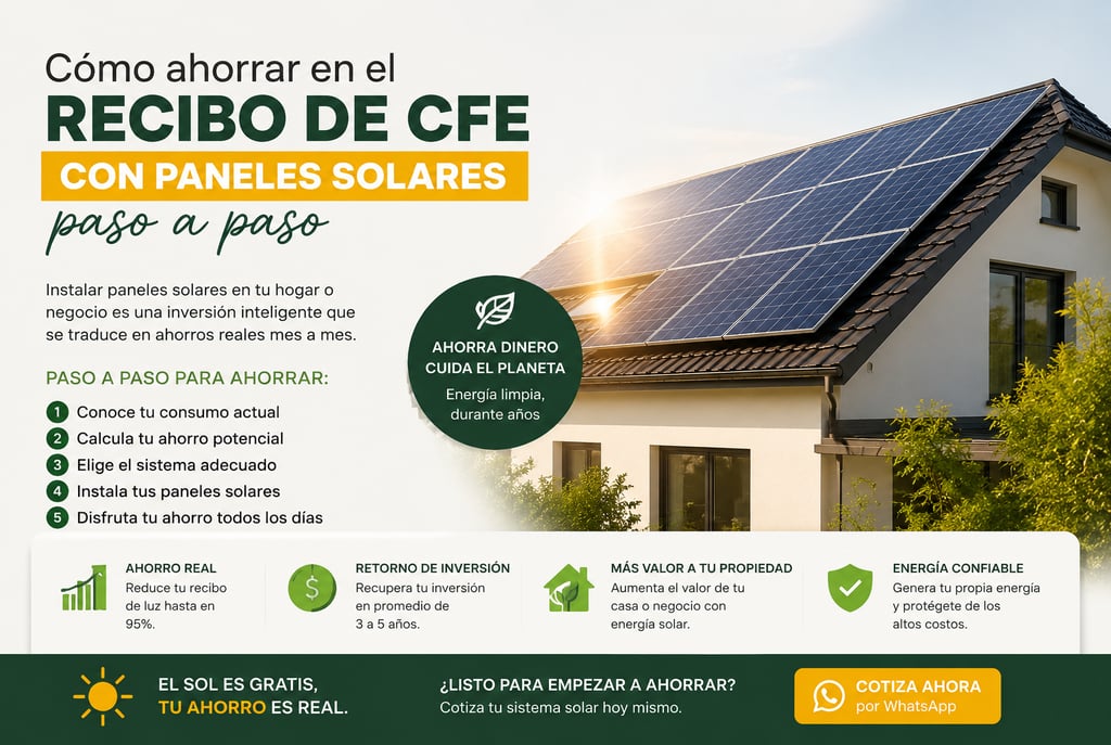 como ahorrar en el recobo de CFE con paneles solares paso a paso