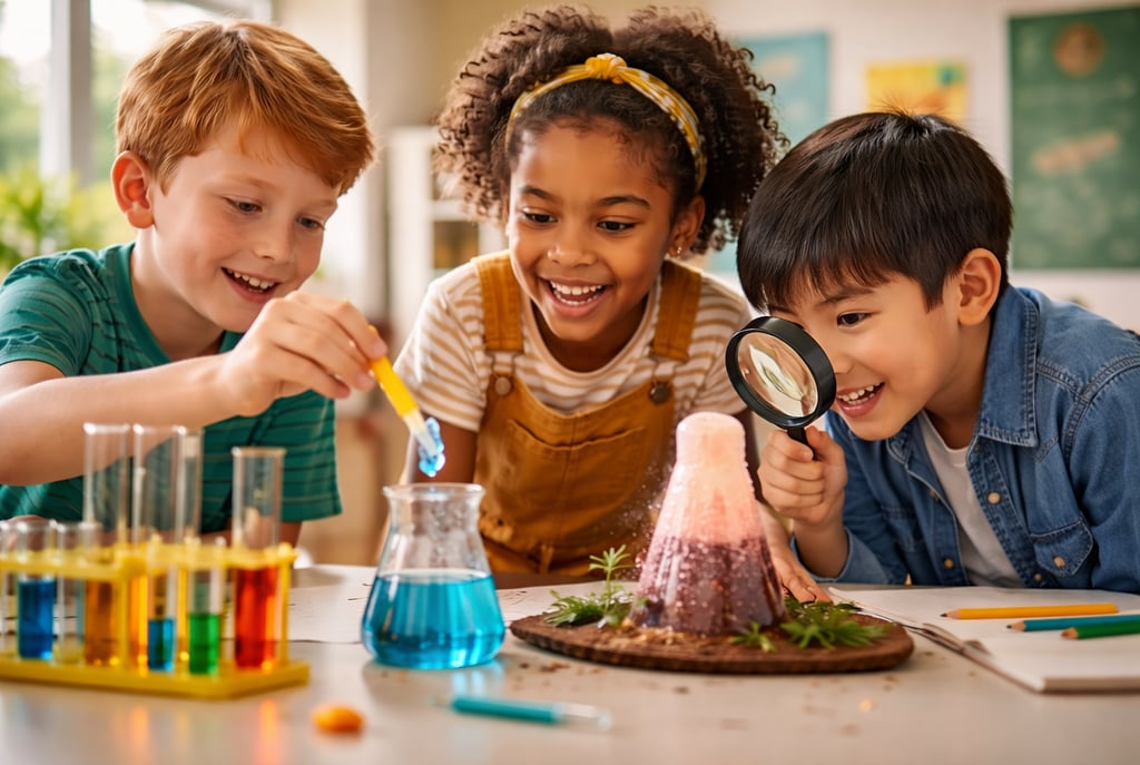 kids in action as young scientists