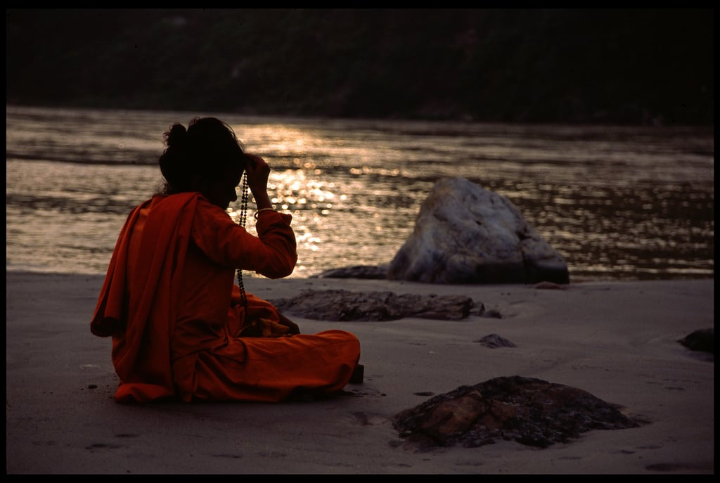 Deep in meditation, along the Ganges River in Rishikesh, India.