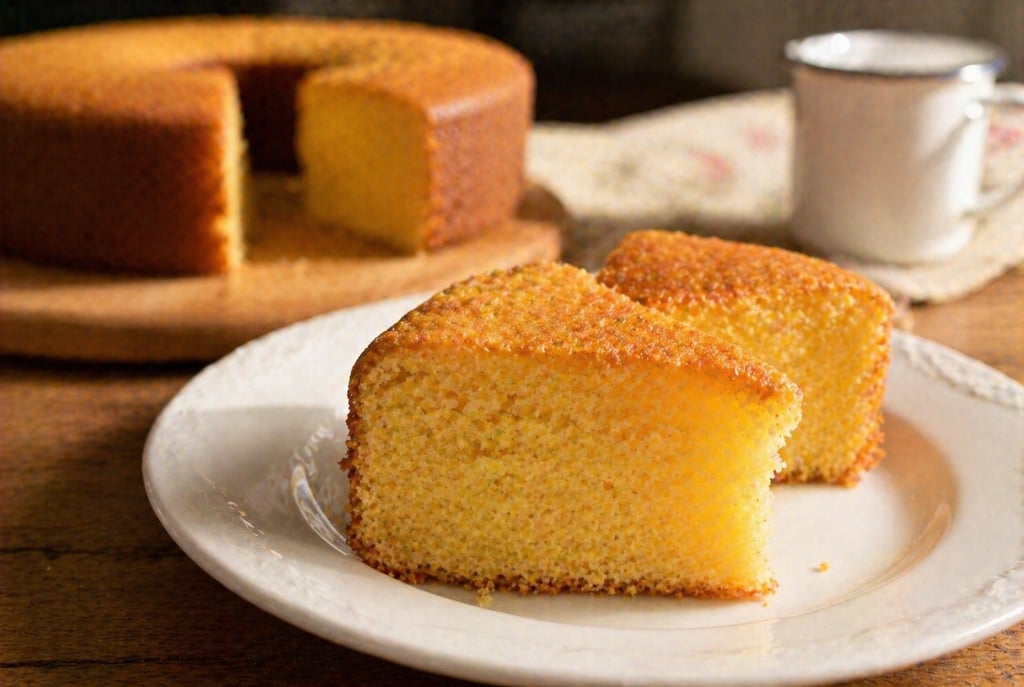 bolo de fubá fofinho caseiro com textura macia e dourada