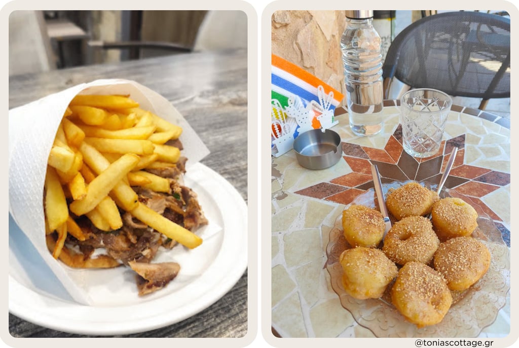 Home of the best souvlaki and loukoumades in Arkalochori, Crete, featuring delicious local produce.