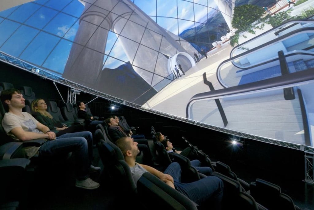 Immersive fulldome art installation in a corporate lobby for Schindler.