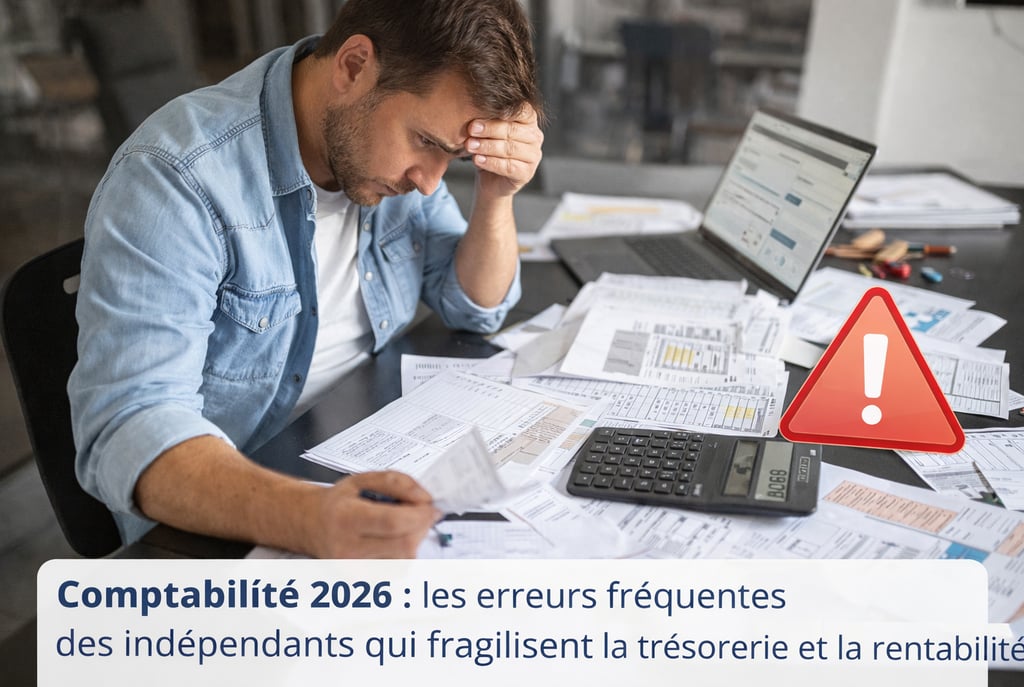 Erreurs comptables 2026 chez les indépendants : mauvaise organisation, factures et calculs de trésor