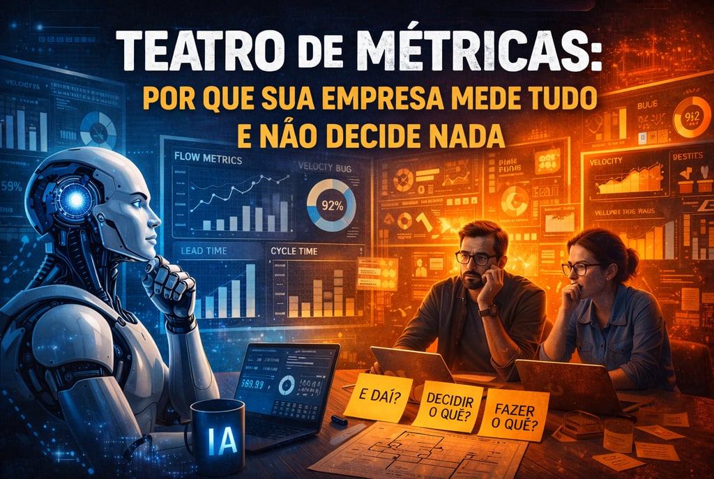 Dashboard com métricas ágeis sendo analisadas sem gerar decisões reais no time de desenvolvimento