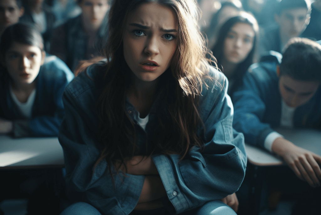 Teenager feeling concerned about her skin condition