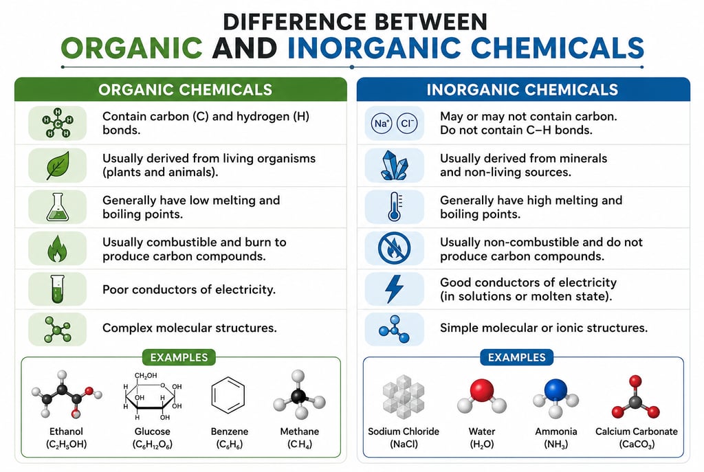 Difference Between Organic and Inorganic Chemicals