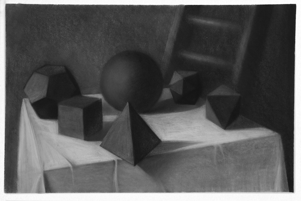 a black and white drawing of a the platonic solids