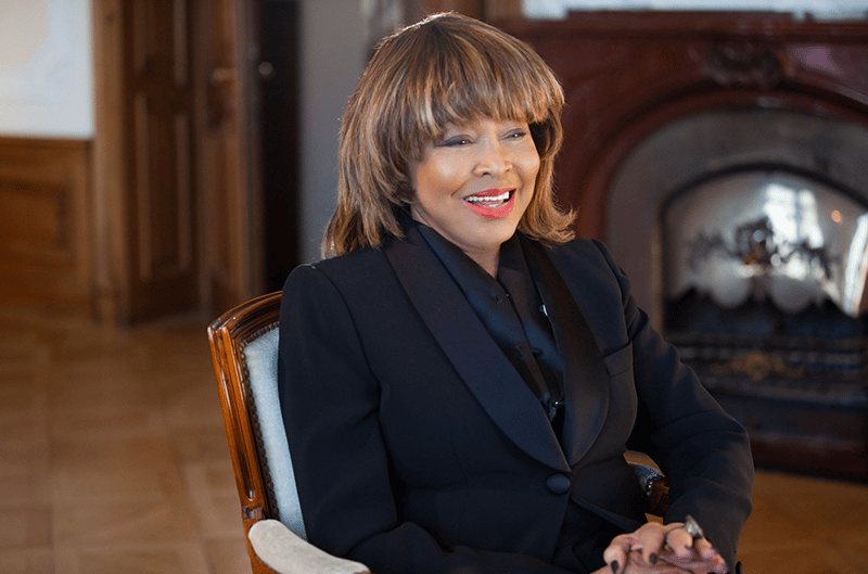 Tina Turner giving an interview at her Swiss home.