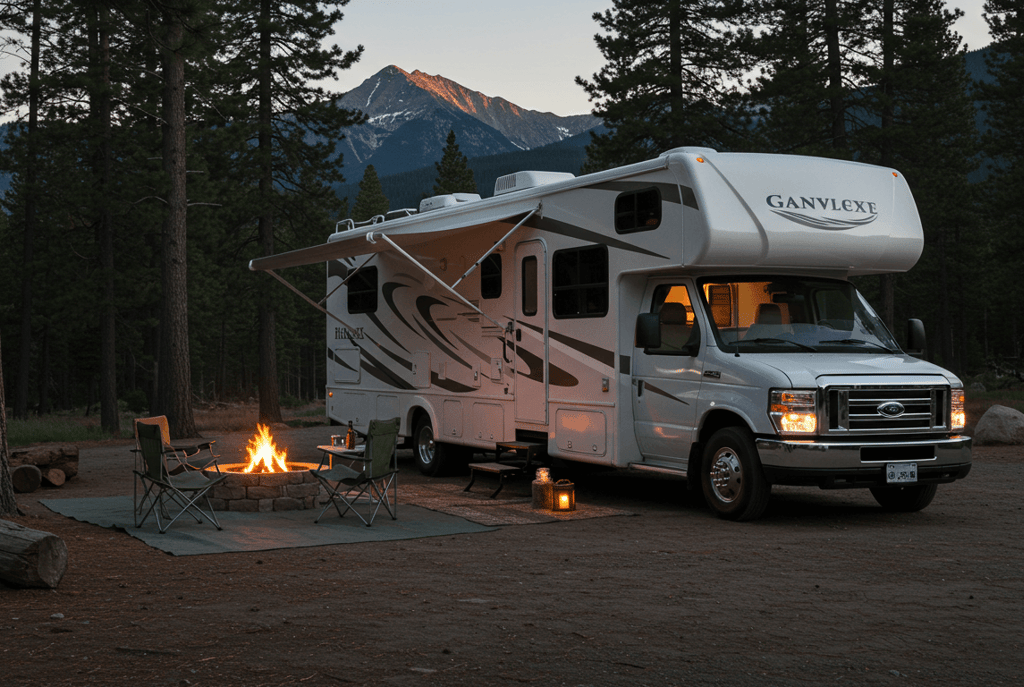 benefits of RV trends 2025, including Smart RV technology and connectivity in a remote campsite