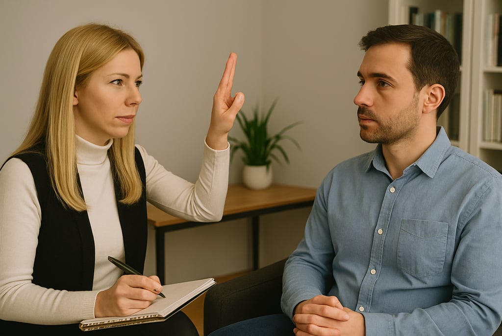 psicologa haciendo terapia EMDR a un paciente