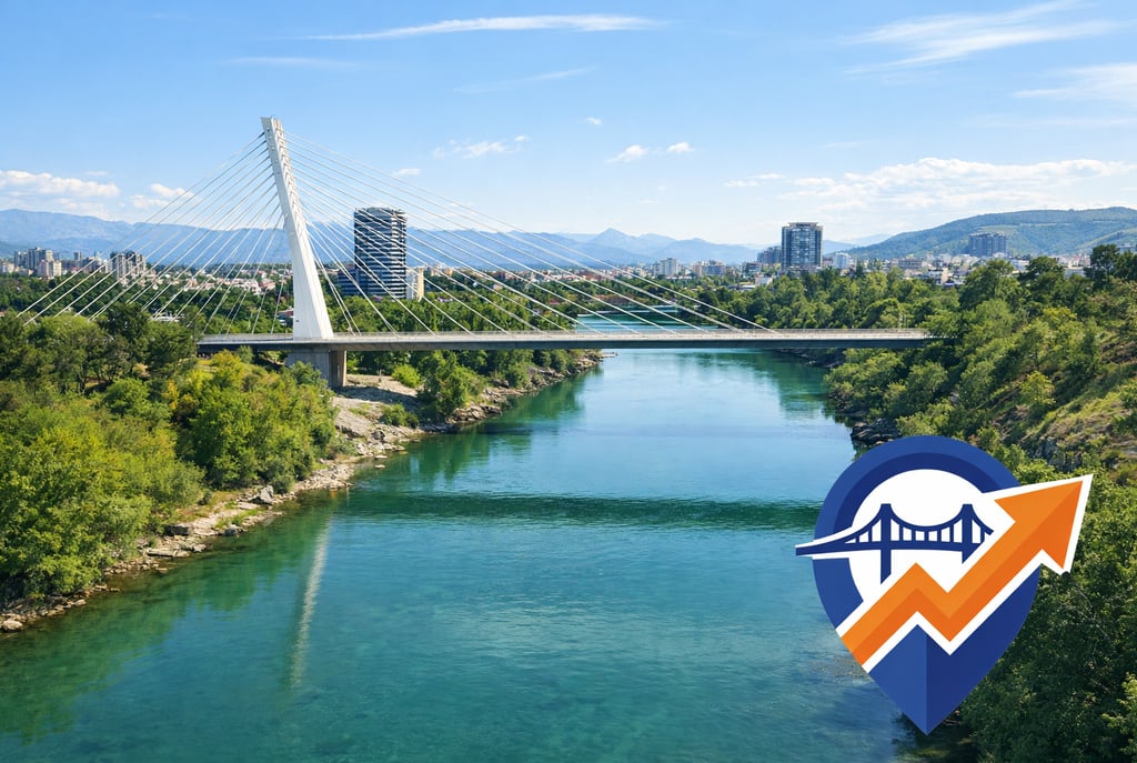 Millennium Bridge over the Morača River in Podgorica, Montenegro