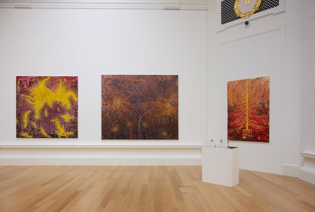 Remi Jablecki, RSA New Contemporaries 2024, installation view, 3 large paintings in oil 