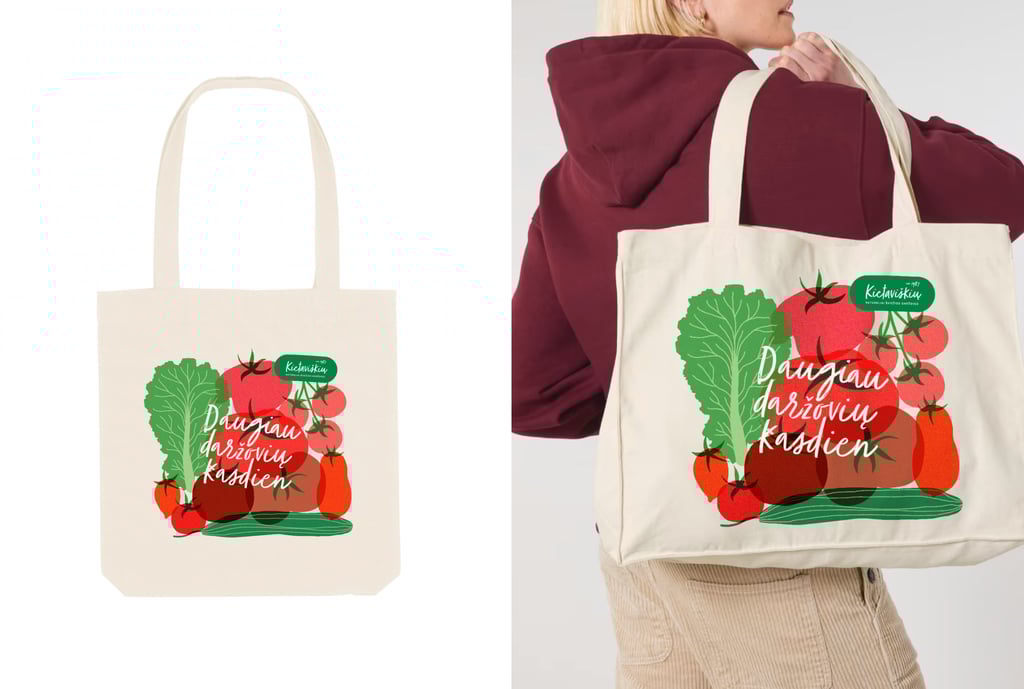 Kietaviškių merch krepšys su daržovėmis Ugnė Ugenskaitė-Joskaudė datflamie