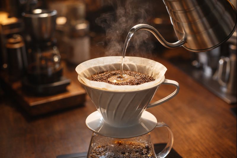 Processo de preparação de café em V60