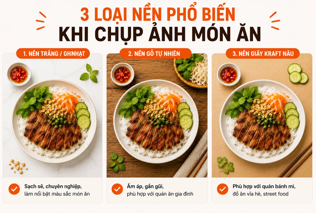 cách chọn nền chụp ảnh đồ ăn grabfood shopeefood
