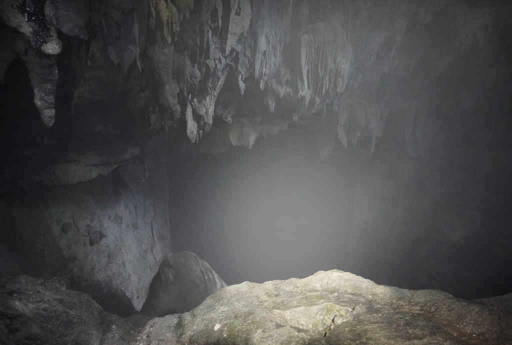 The smoke breathing entrance of Hang Son Doong Cave , Ke Bang National Park, Vietnam