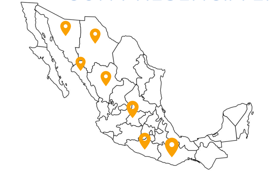 a map of mexico with pins marked in the location of the location of the location