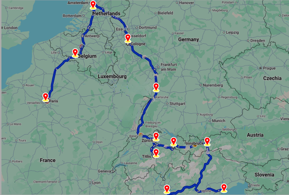 Sparkling Europe Group Tour Map Aventro Holidays 