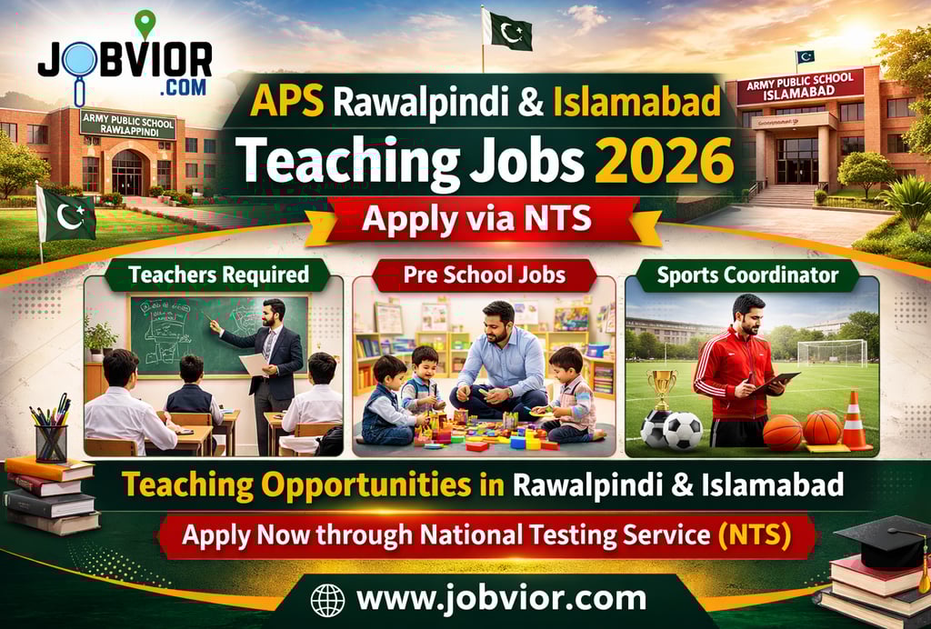 "APS Rawalpindi and Islamabad Teaching Jobs 2026 – Apply via NTS for Teachers, Pre School, and Sport