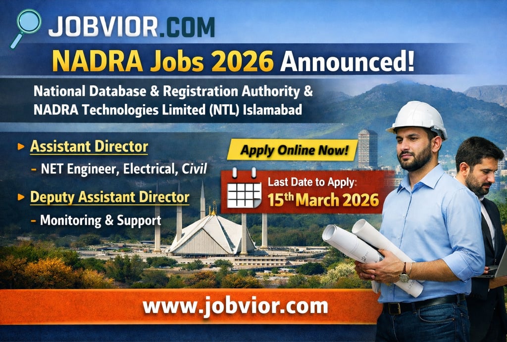 National Database and Registration Authority NADRA Jobs 2026 ad with eligibility criteria and online