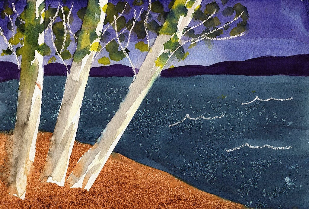 seaside watercolor painting