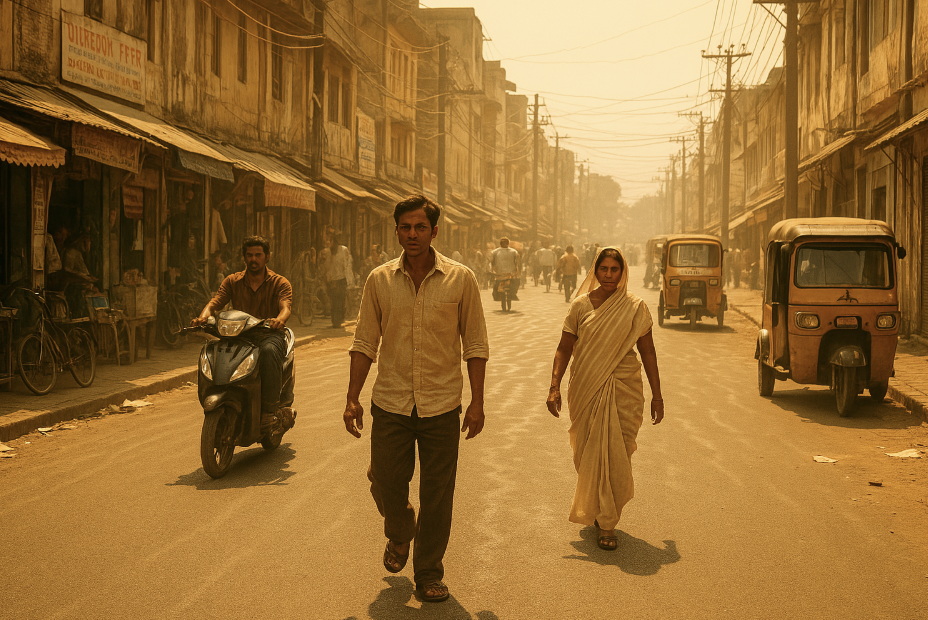 forte chaleur dans une rue d'Inde pour la journée mondiale du climat