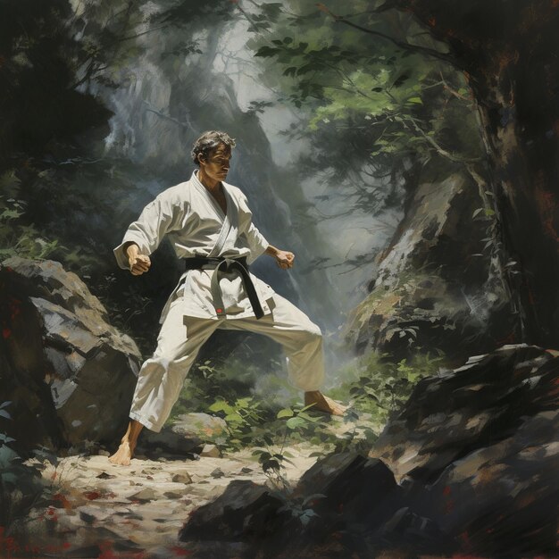 a man in a taekwondo outfit