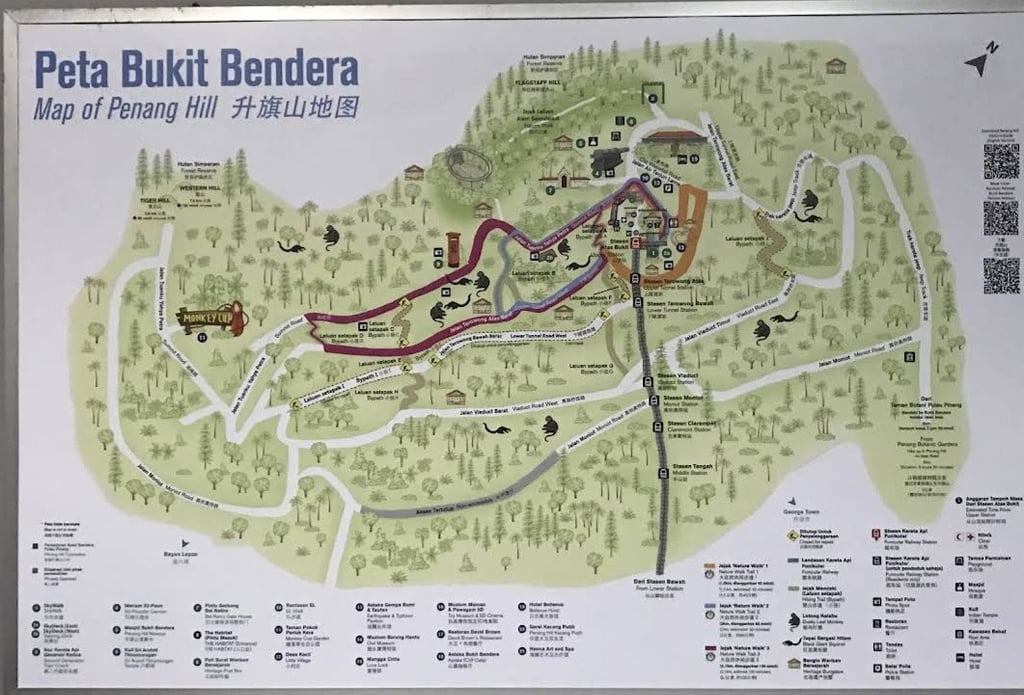 penang hill map of hiking trails