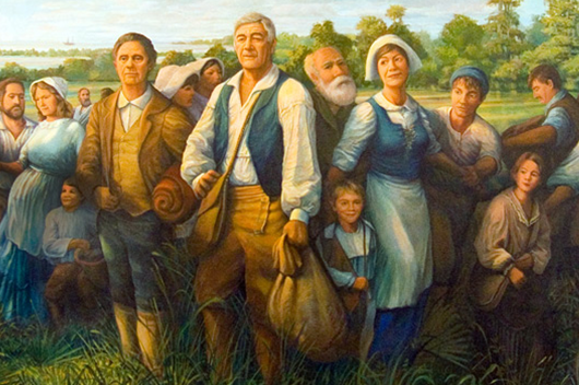 peinture montrant des Acadiens de Louisiane