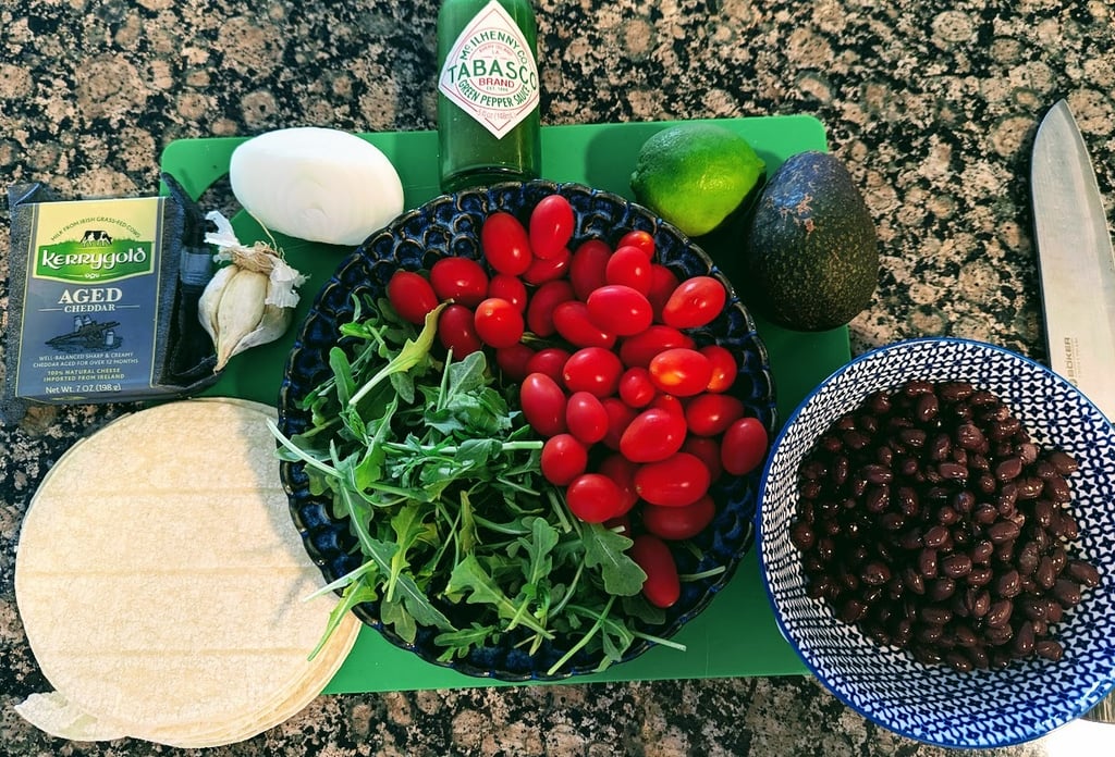 Ingredients for bean tacos