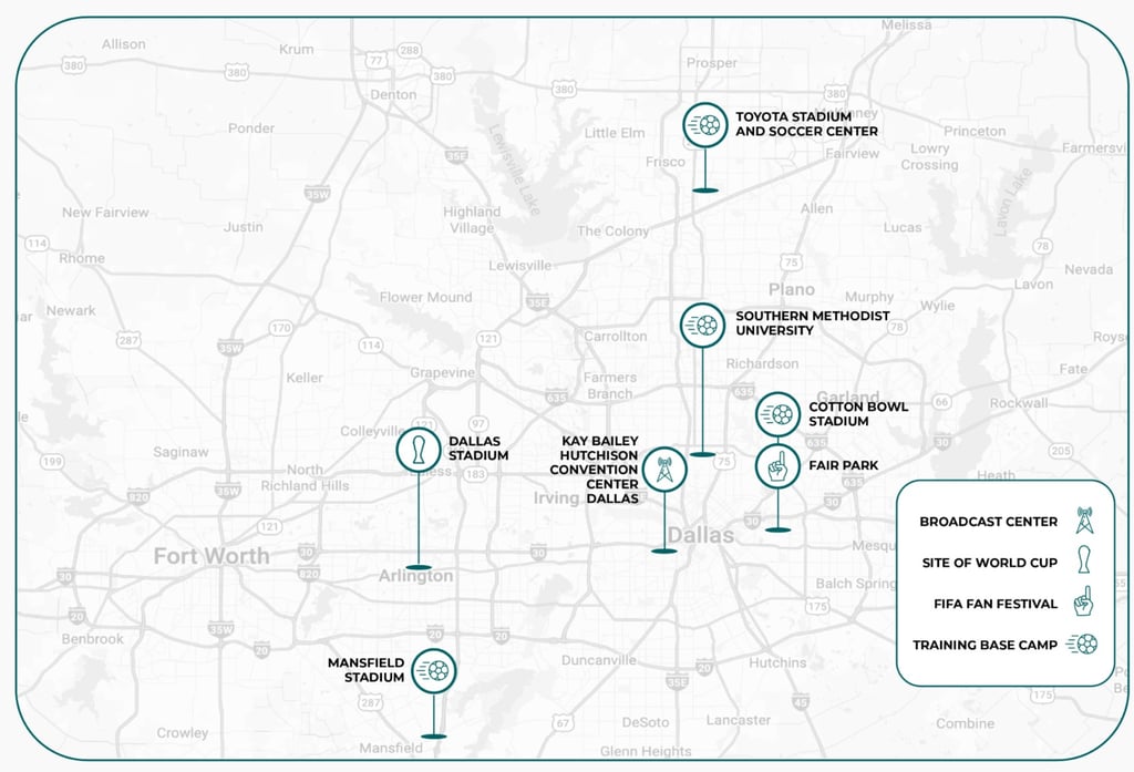 FIFA 2026 locations around dallas fort worth