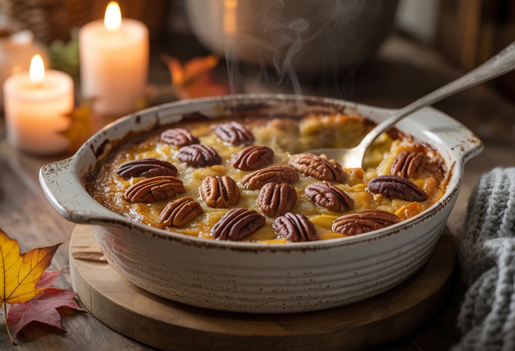 a bowl of food with candles and candles