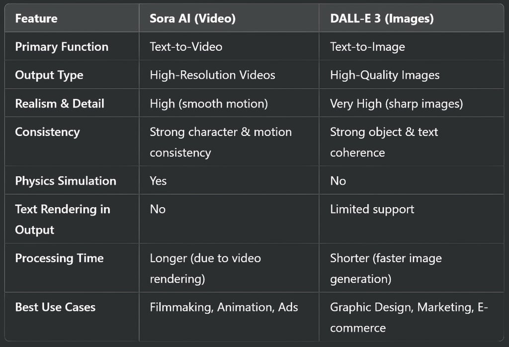 Sora AI vs. DALL-E 3: A Feature Comparison