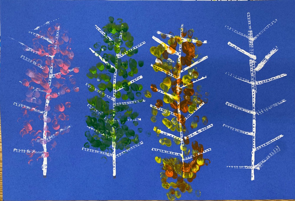 print lesson representing trees in various seasons of the year