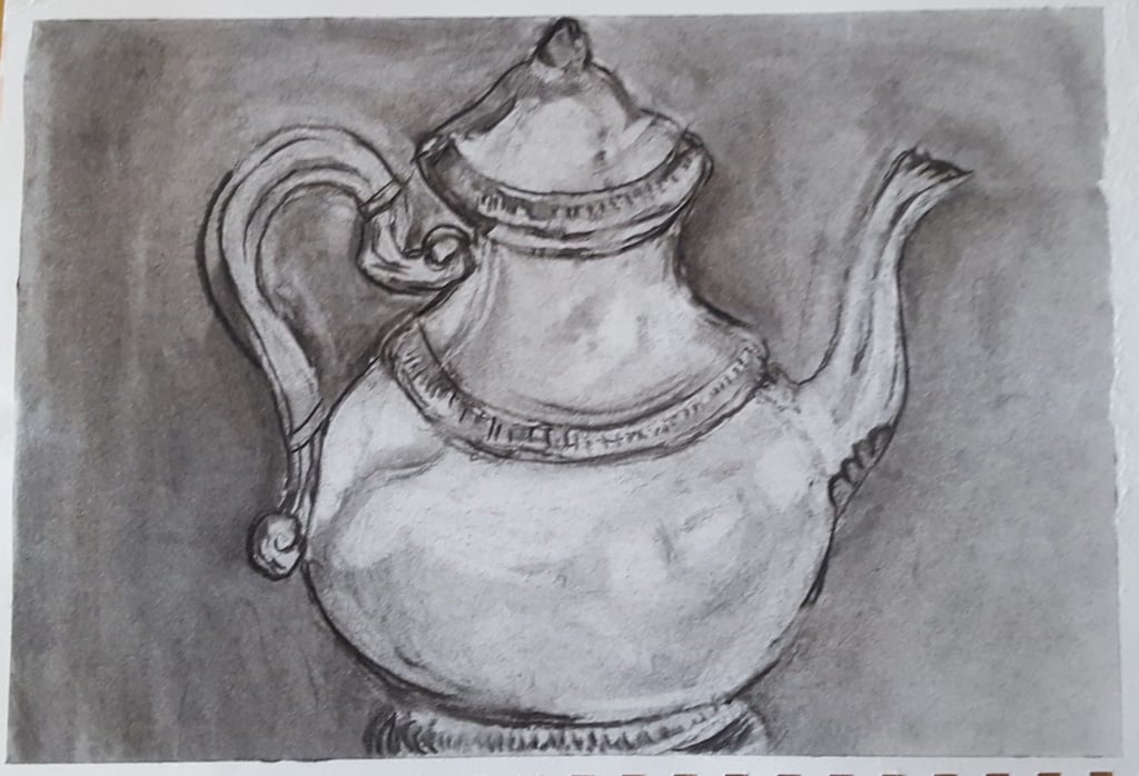 A drawing of a teapot