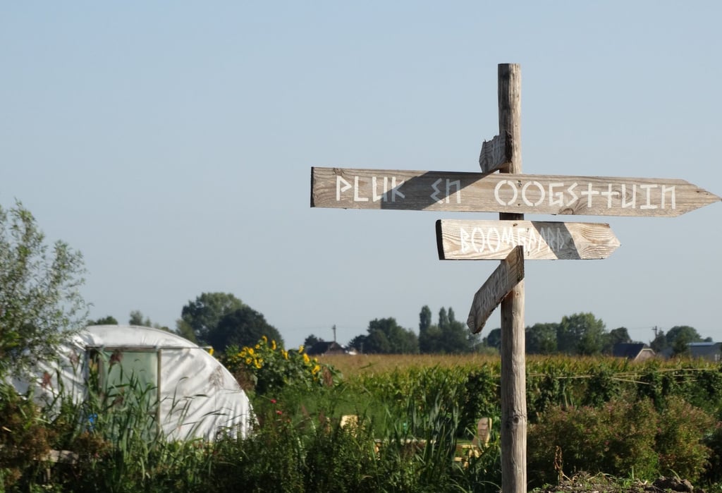 Romeins wegwijsbord in de tuin van hortus populus bodegraven