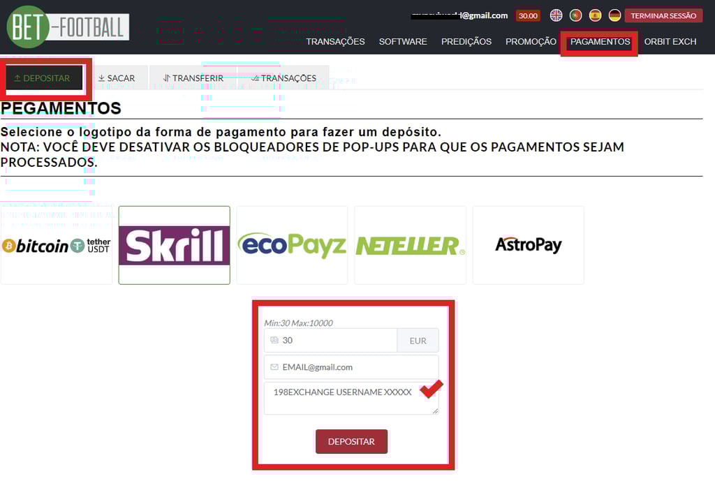 abrir conta deposito 198 exchange